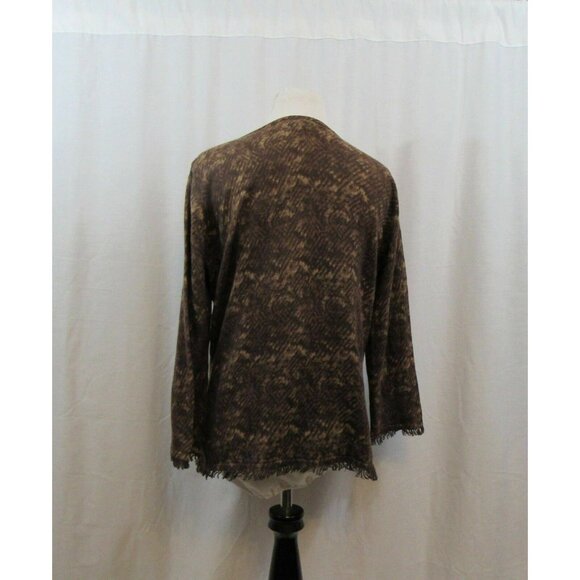 Coldwater Creek Brown Cotton/Cashmere Blend Fringe Light Cardigan M 10 12 - Picture 5 of 6